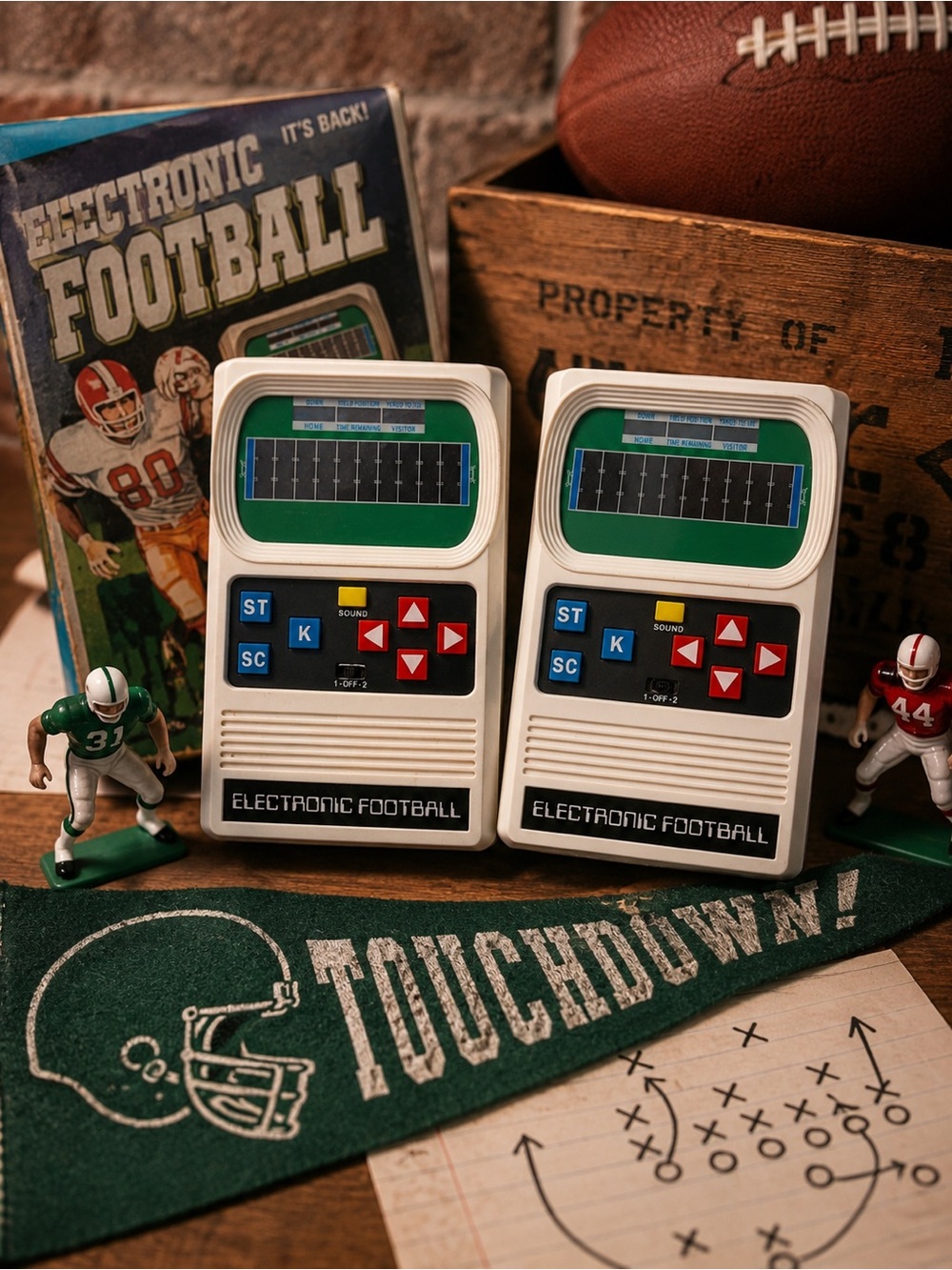 Vintage 2000 Mattel Classic Handheld Electronic Football Game - Tested Pair
